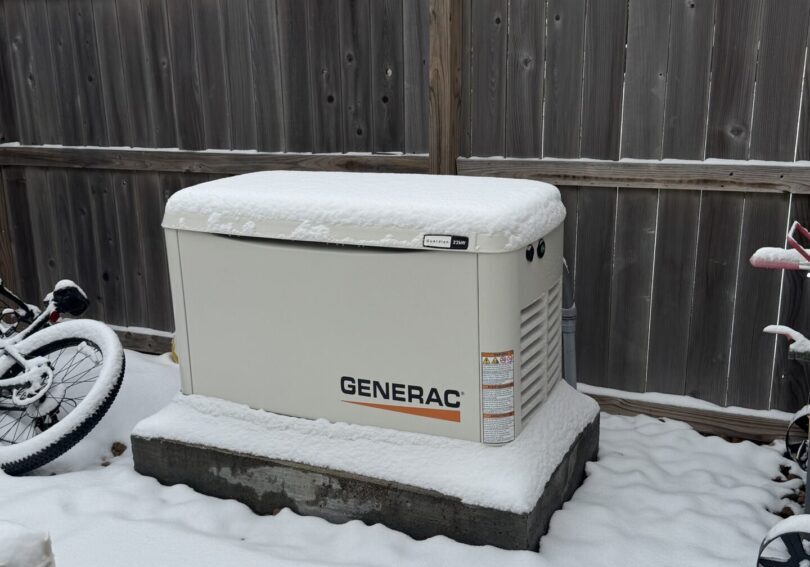 A completed Generac generator installation job in League City, TX.